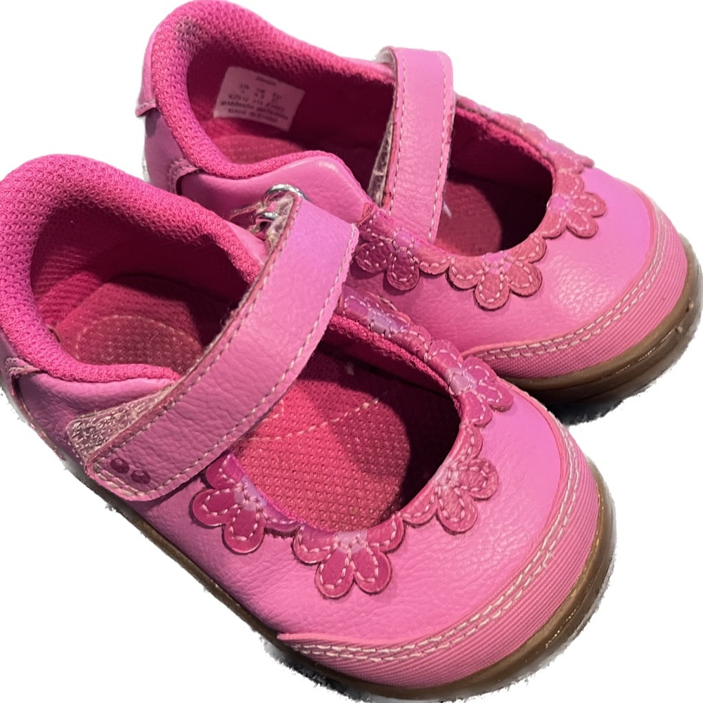 Pink toddler slip on shoes with Velcro strap